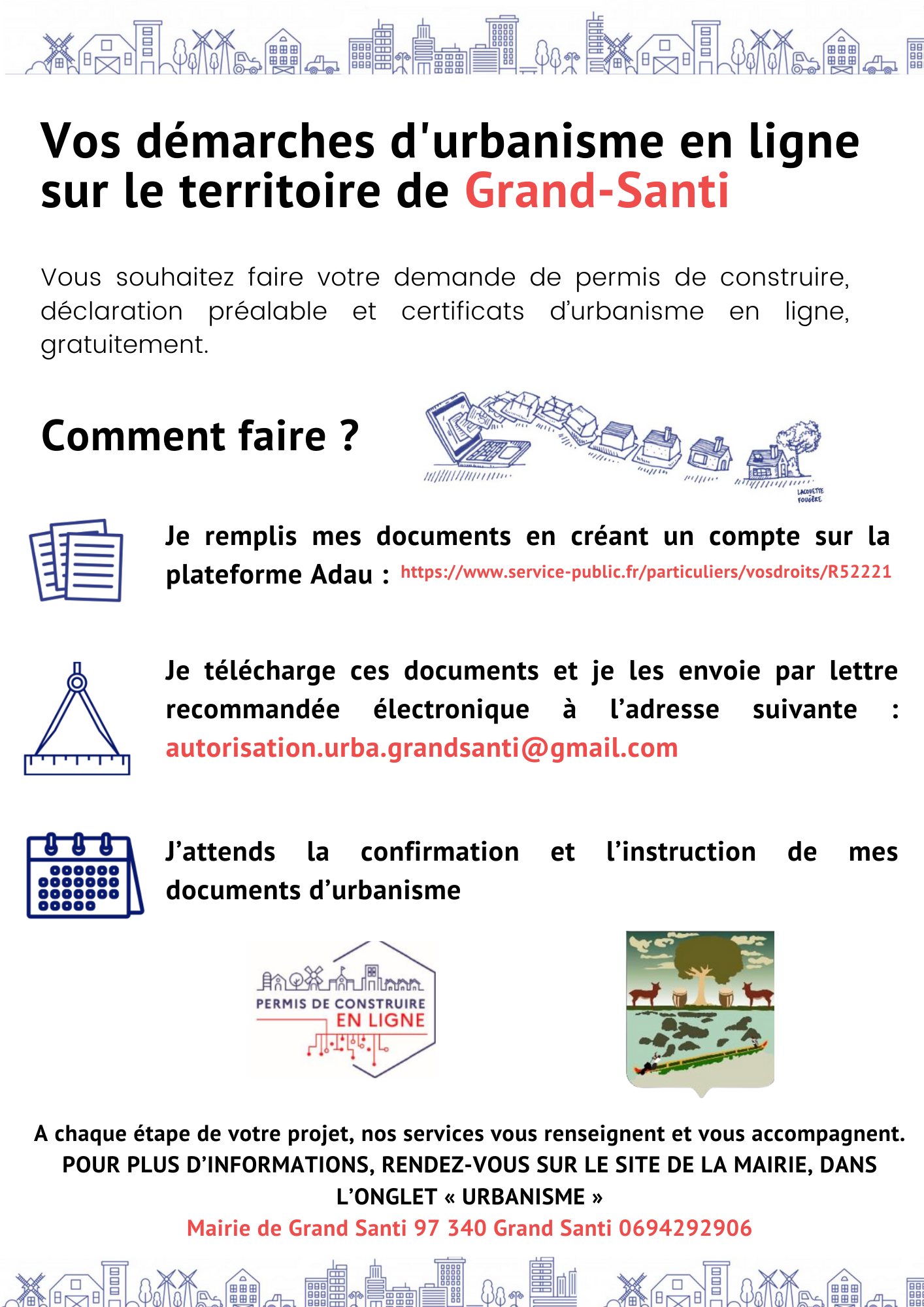 Vos démarches d'urbanisme en ligne sur le territoire de Grand-Santi